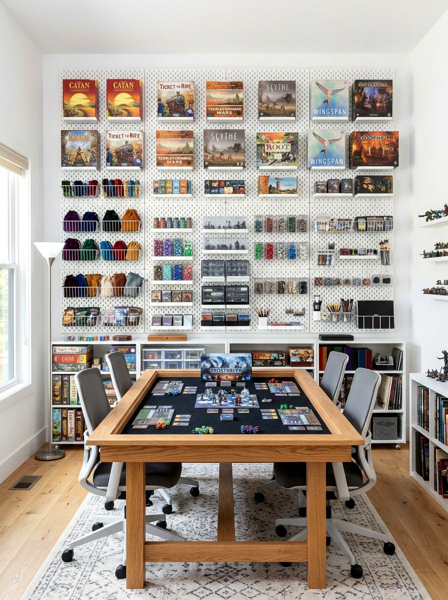 Pegboard Wall Display - 30 board game storage ideas