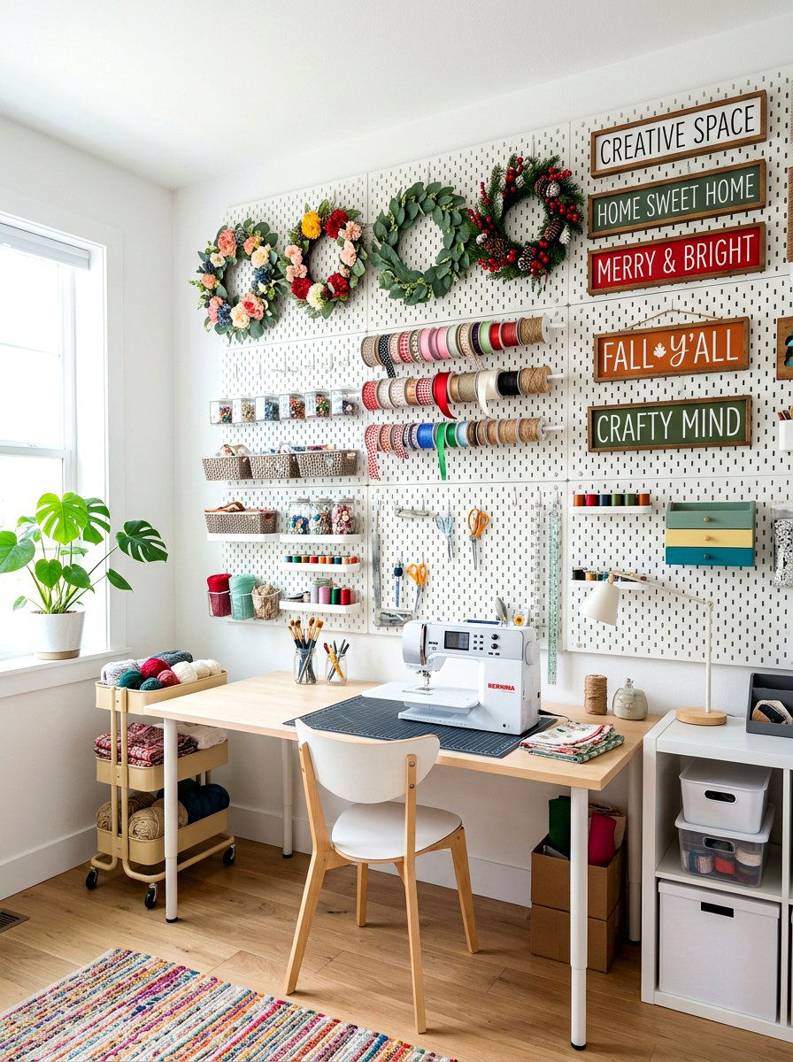 Pegboard Wall Organization - 30 seasonal decor storage ideas