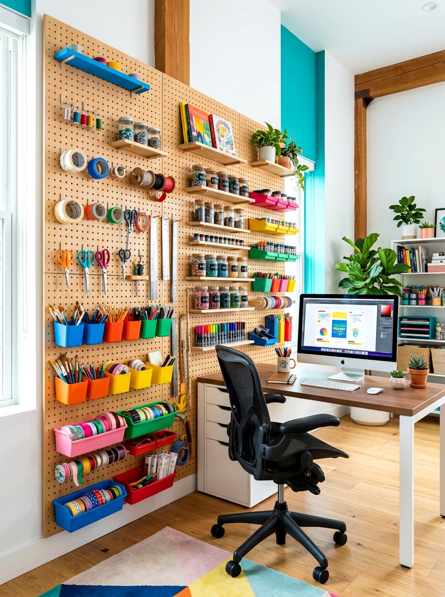 Pegboard Wall Organizer - 30 organizing kids toys ideas
