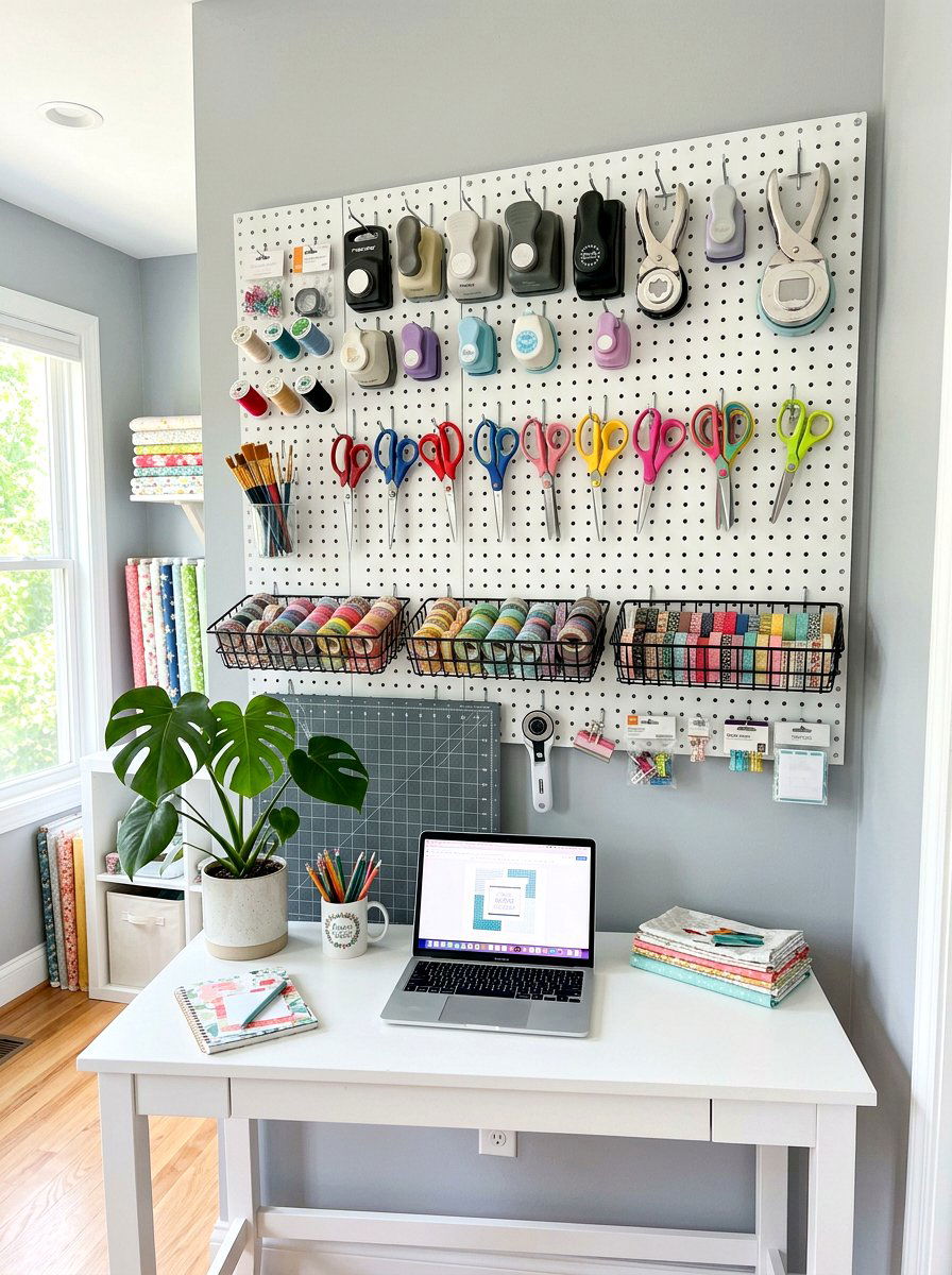 Pegboard Wall Organizer - 30 scrapbook storage ideas
