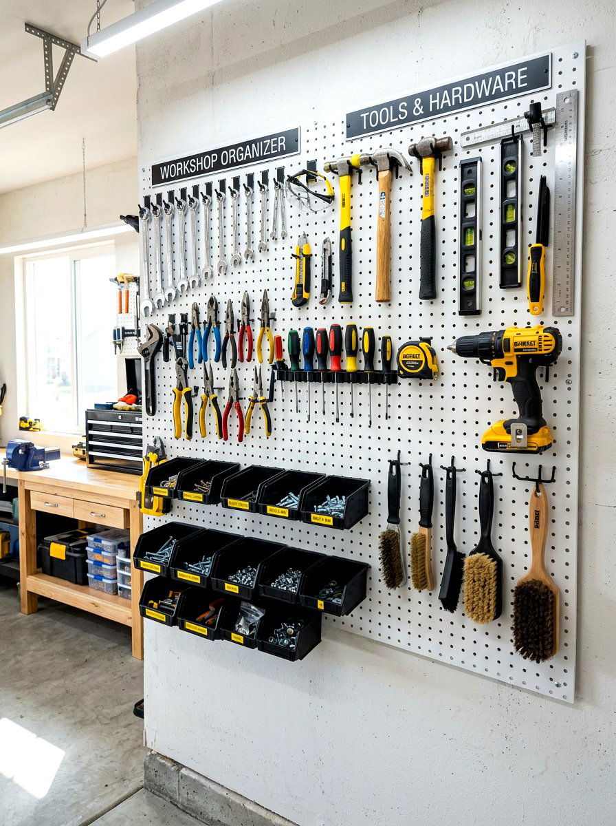 Pegboard Wall Organizer - 30 small utility room ideas