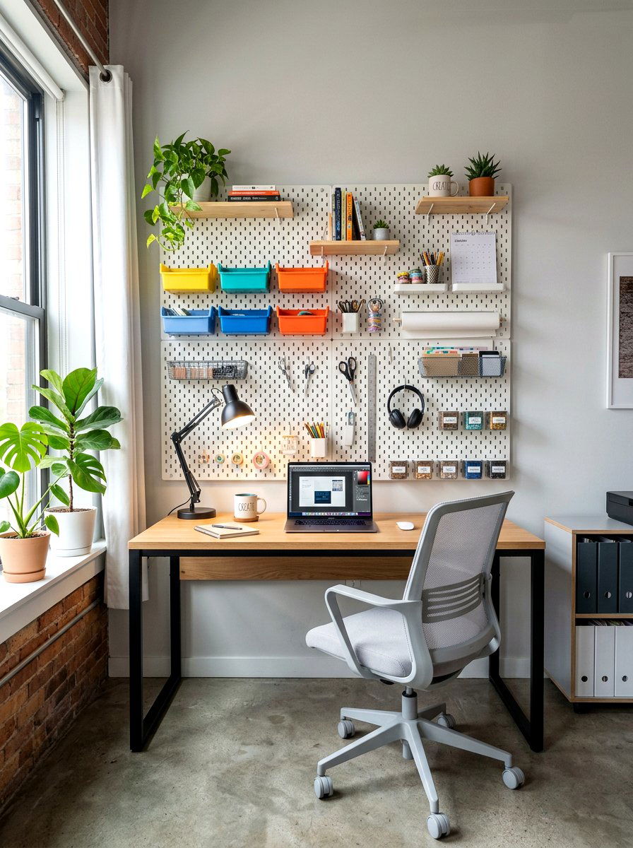 Pegboard Wall Organizer - 30 study wall ideas