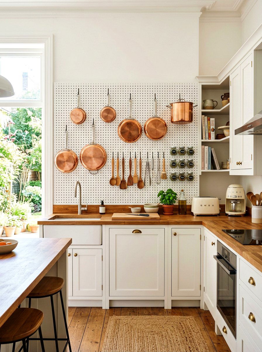 Pegboard Wall Organizer - 30 temporary backsplash ideas