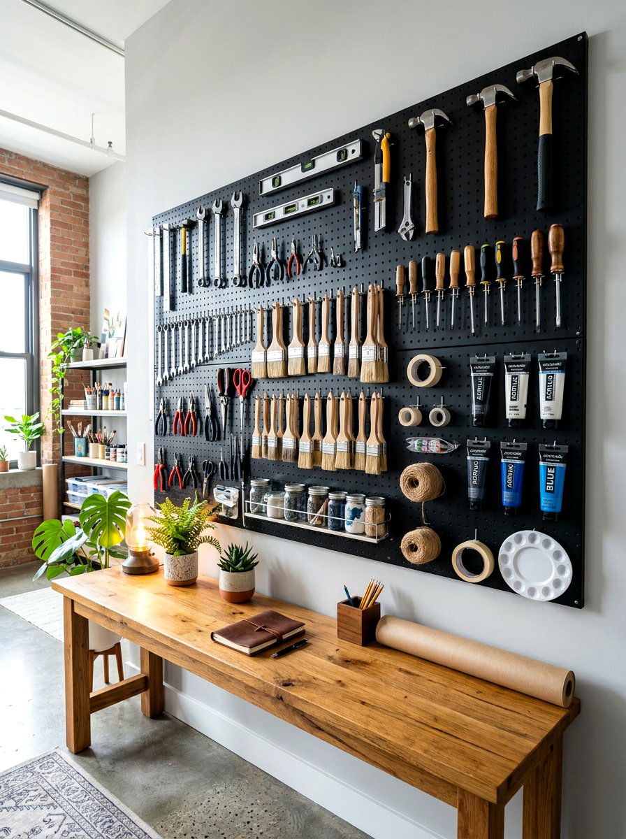 Pegboard Wall Organizer - 30 utility kitchen ideas