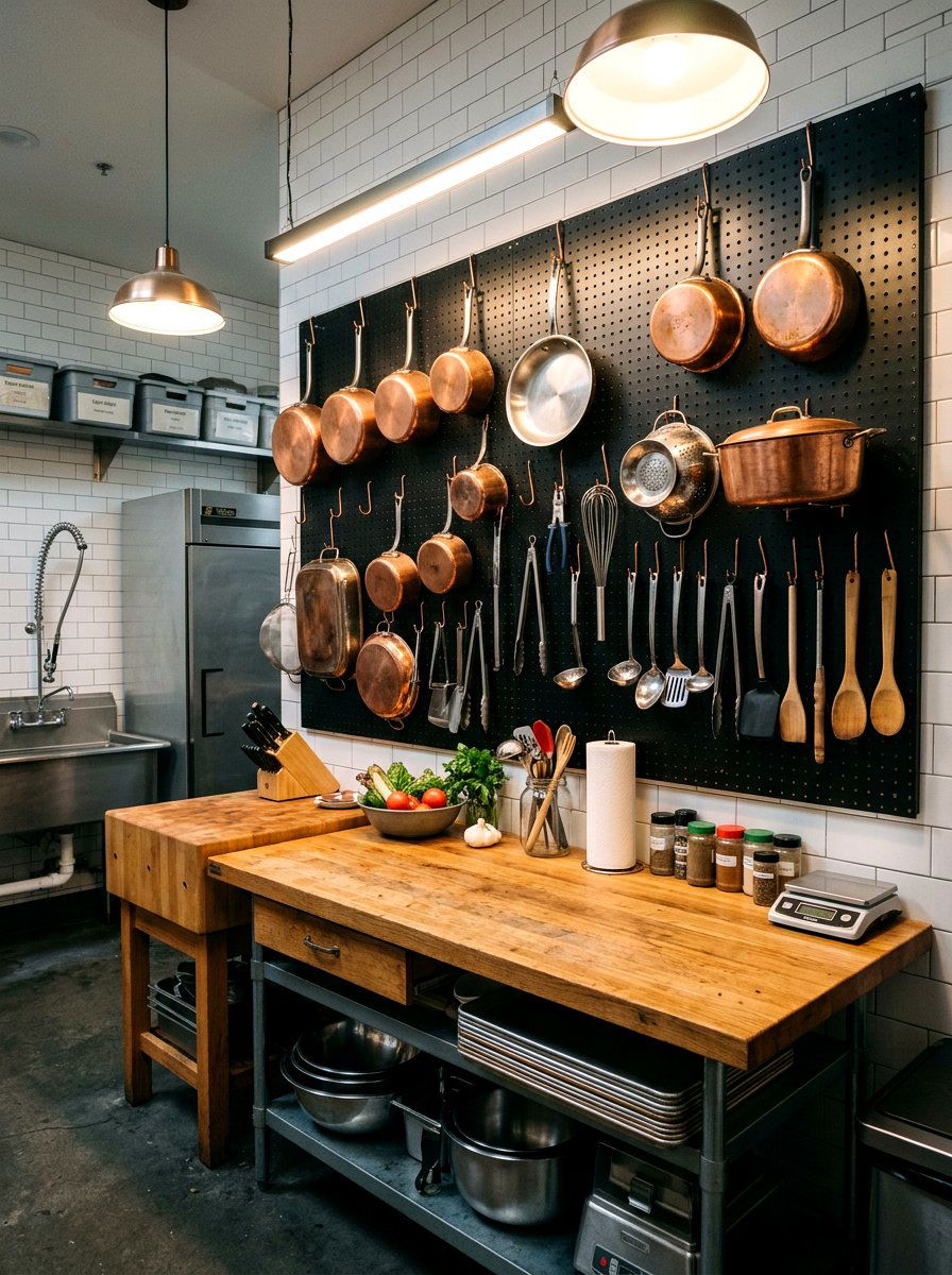 Pegboard Wall Organizer - 30 messy kitchen ideas