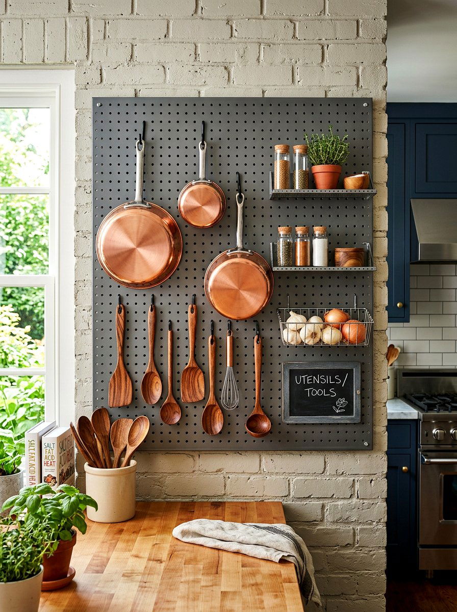 Pegboard Wall Organizer - 30 modular apartment storage ideas