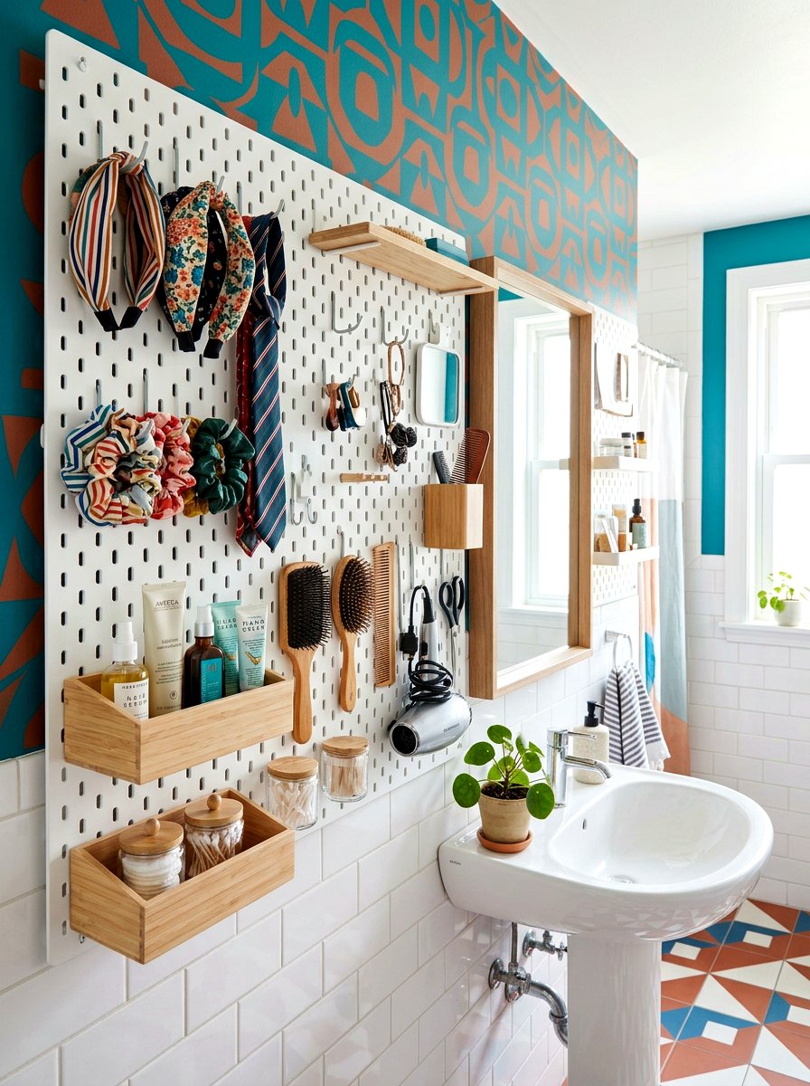 Pegboard Wall Storage - 30 bathroom storage ideas