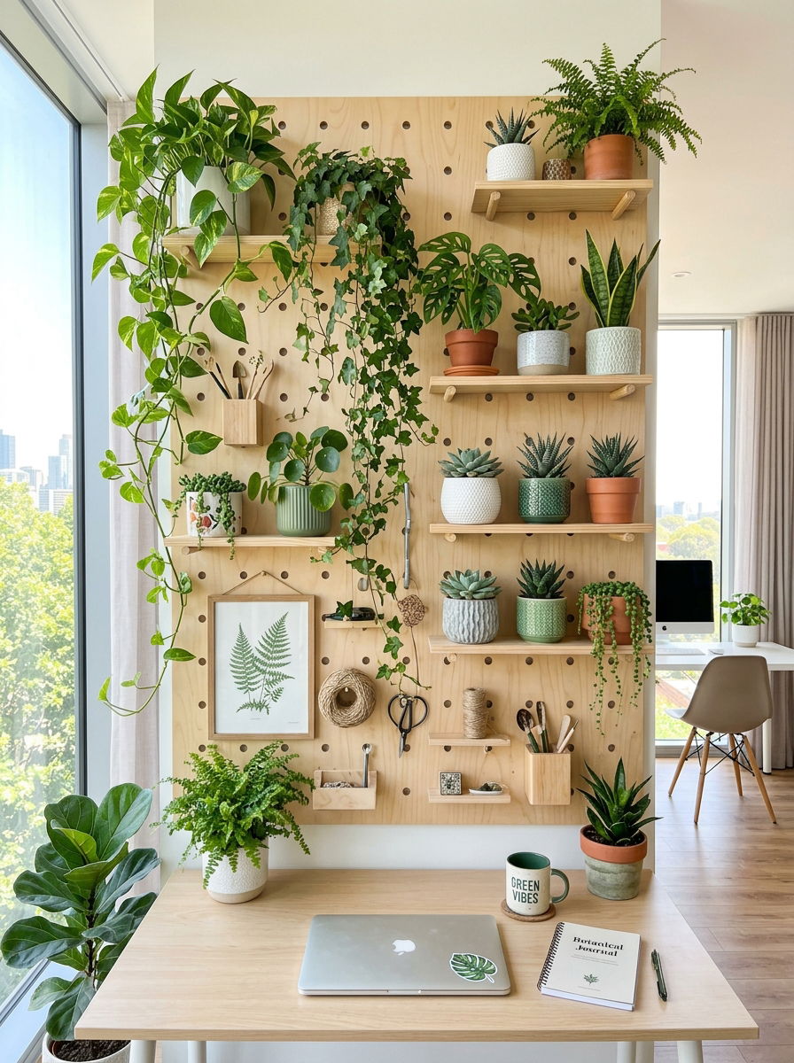 Pegboard With Plants - 30 office pegboard ideas
