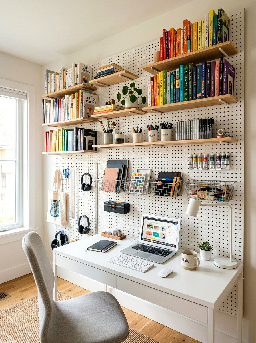 Pegboard book display - 30 book lover teen room ideas