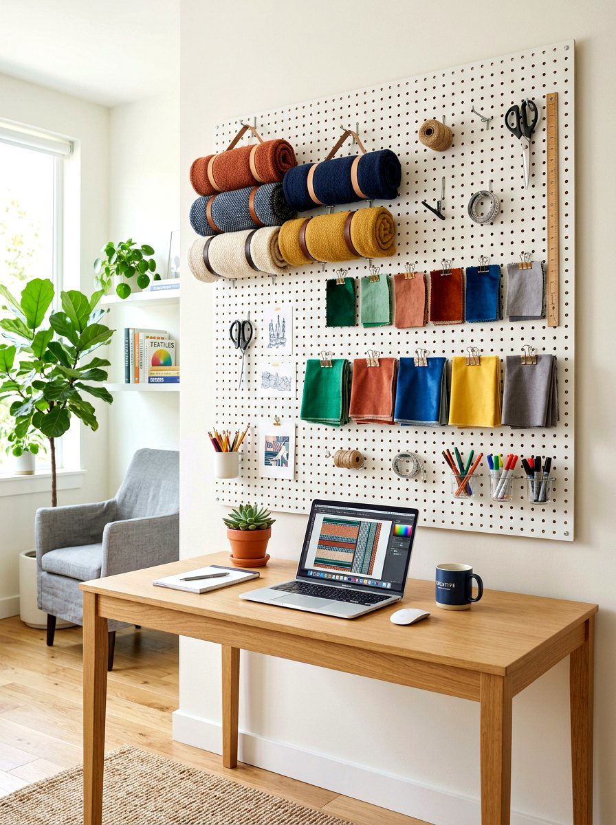Pegboard for accessories - 30 bedding storage ideas