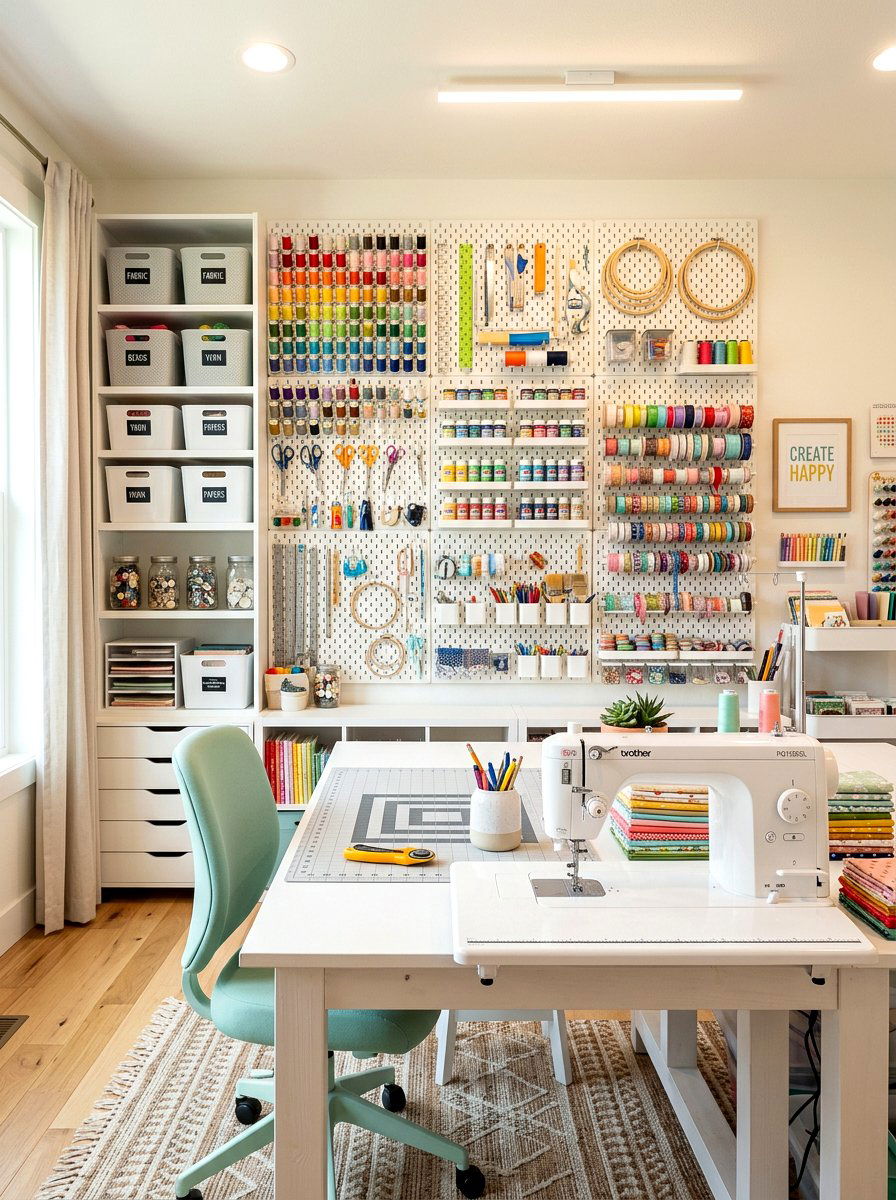 Pegboard organizer wall - 30 empty wall ideas