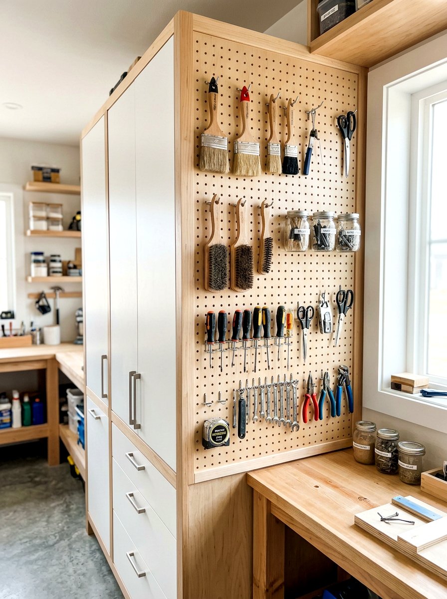 Pegboard panels for custom layout - 30 organizing under sink storage ideas