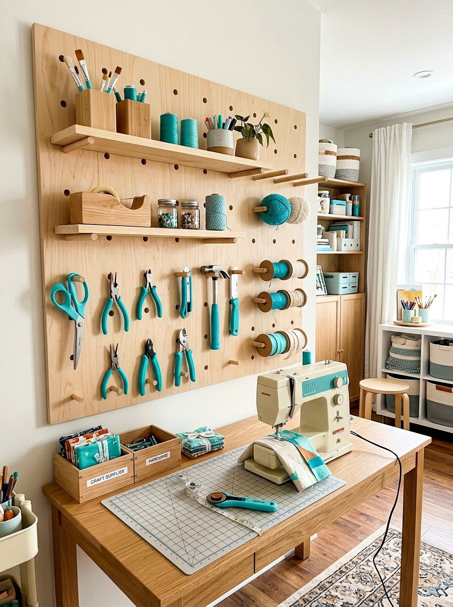 Pegboard shelf system - 30 minimalist shelf styling ideas