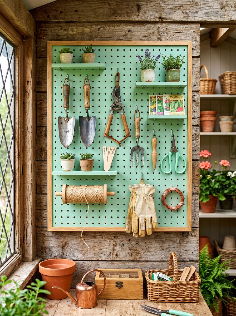 Pegboard wall organizer - 30 potting shed storage ideas