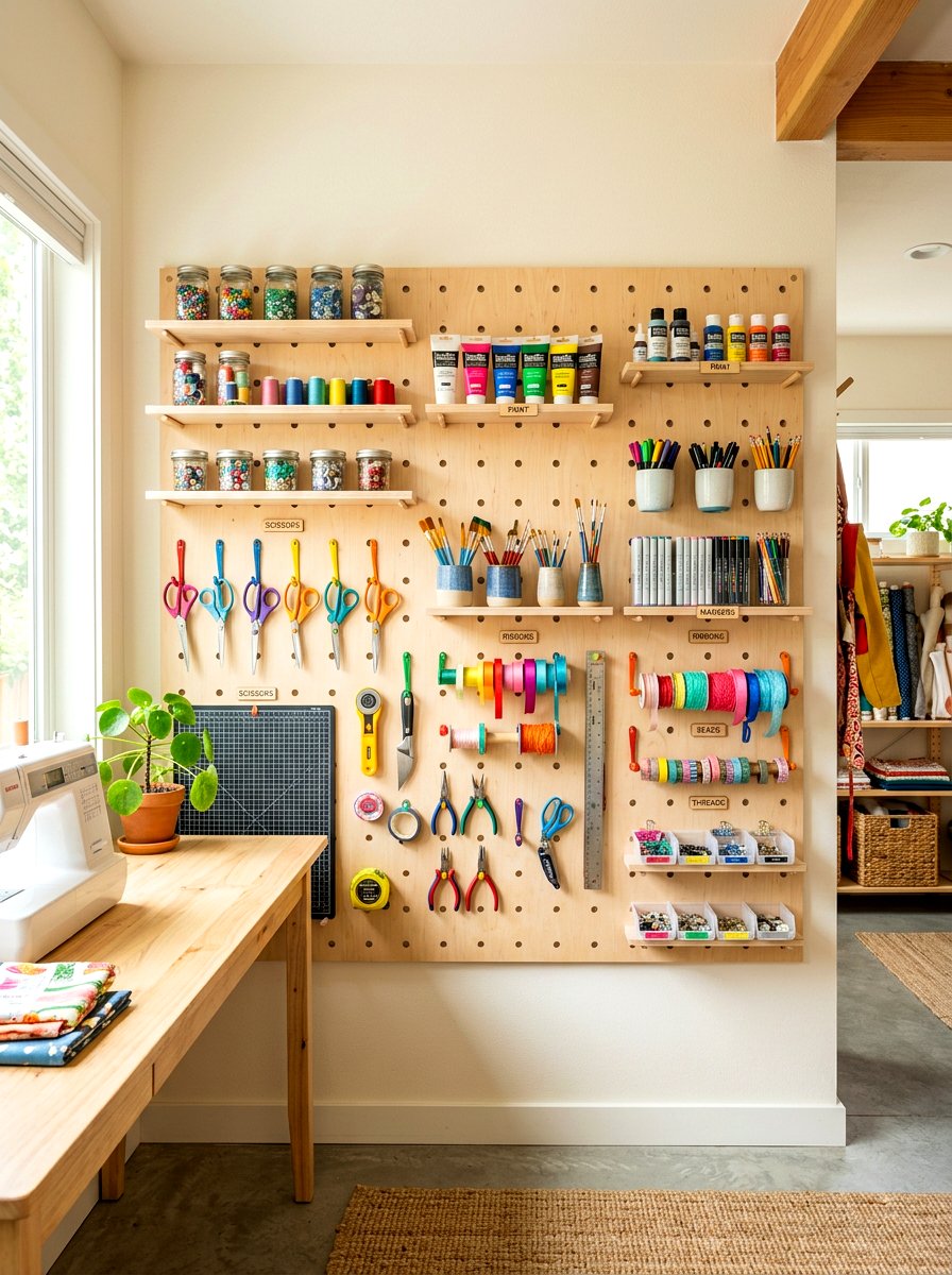 Pegboard wall organizer - 30 drop zone shelf ideas