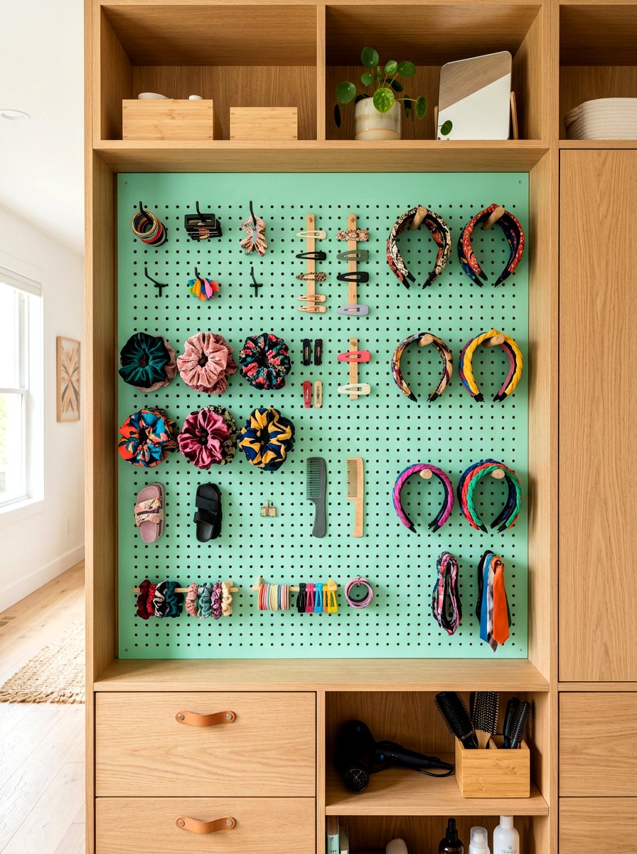 Pegboard wall panel - 30 under sink bathroom storage ideas
