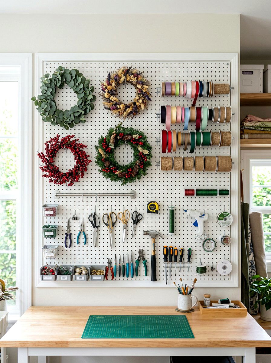Pegboard wall system - 30 holiday storage ideas