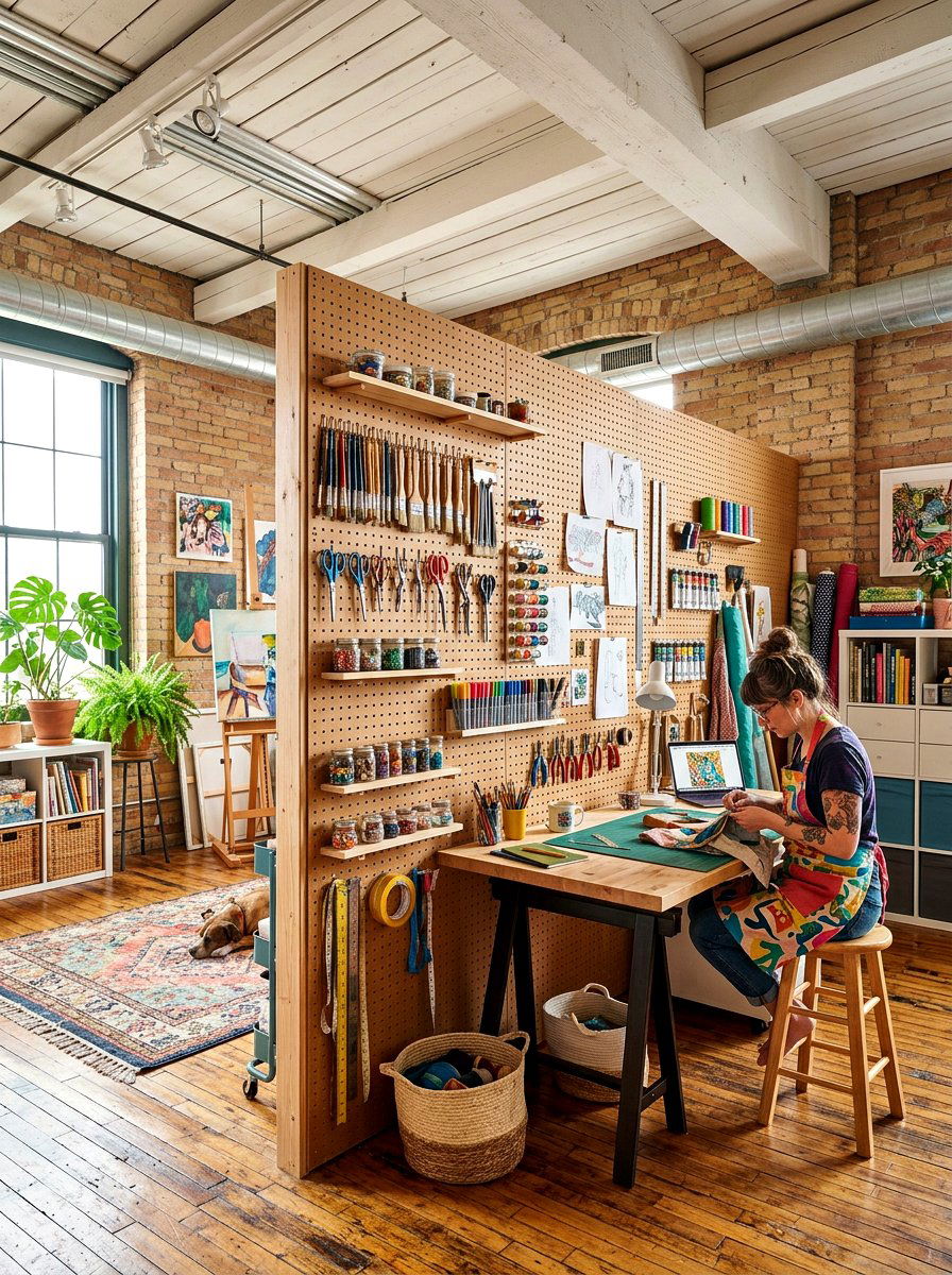 Pegboard - 30 room divider ideas