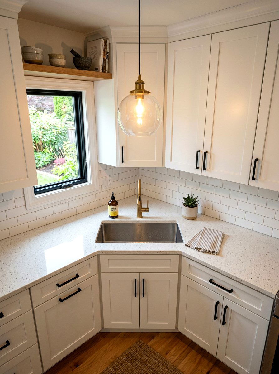Pendant Light Corner Sink - 30 corner sink kitchen ideas