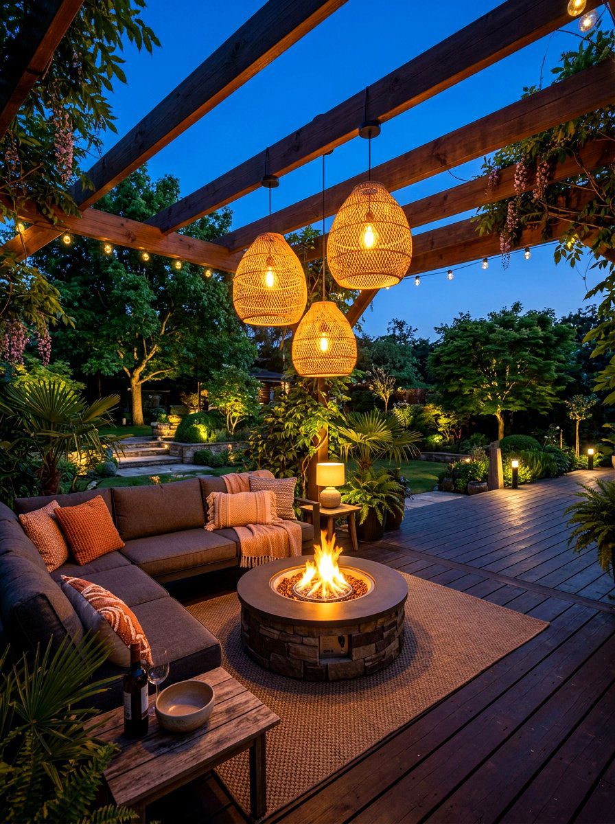 Pendant Lights Fire Pit Pergola - 30 fire pit lighting ideas