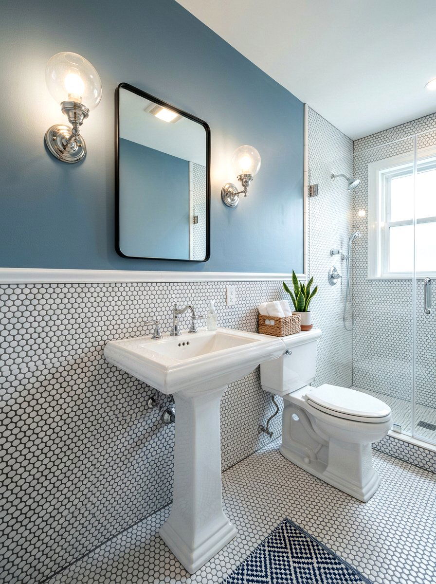 Penny Tile Bathroom - 30 half tiled bathroom ideas