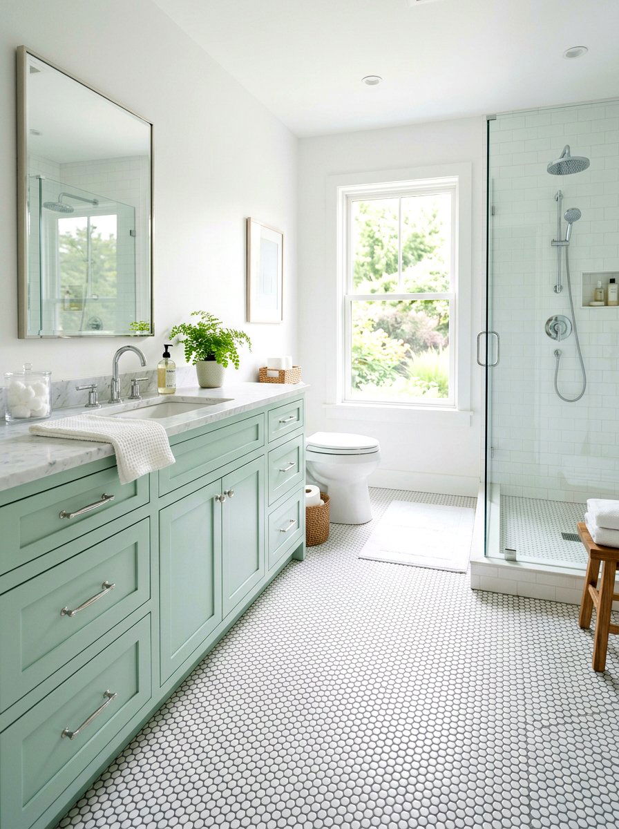 Penny Tile Bathroom Floor - 30 guest bathroom ideas