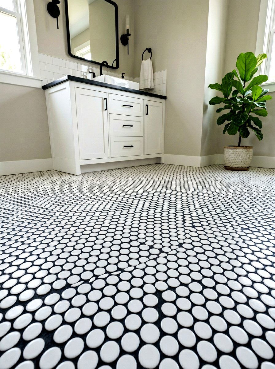 Penny Tile Black Grout - 30 dark grout bathroom ideas