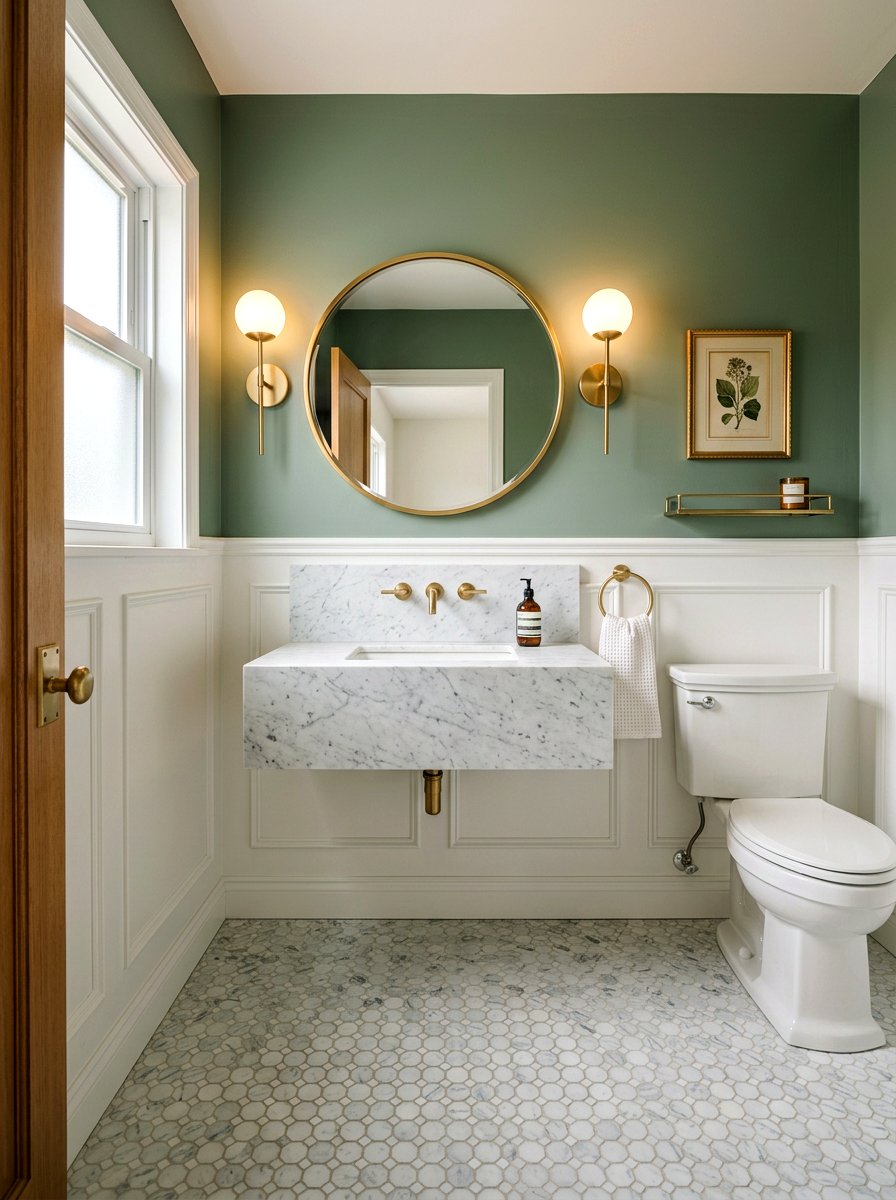 Penny Tile Marble - 30 mosaic marble bathroom ideas