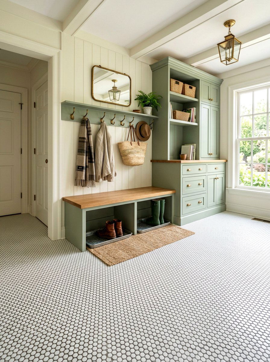 Penny Tile Mudroom Floor - 30 mudroom tile floor ideas