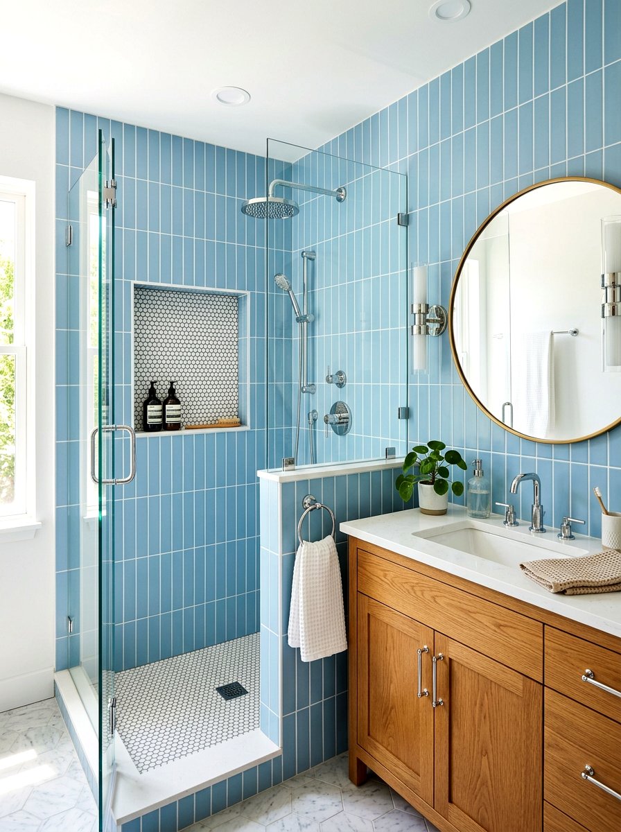Penny Tile Shower Niche - 30 shower niche ideas