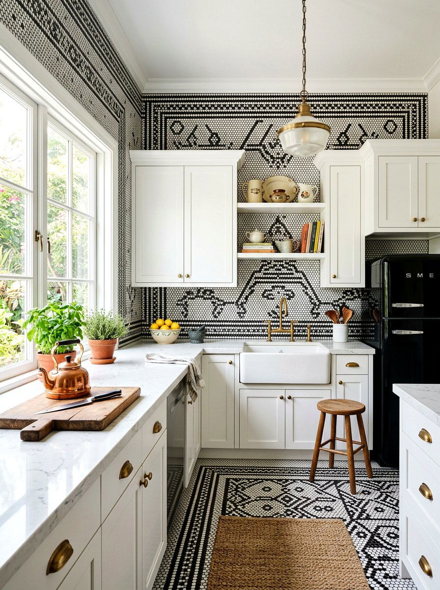 Penny tile kitchen - 30 full height backsplash ideas