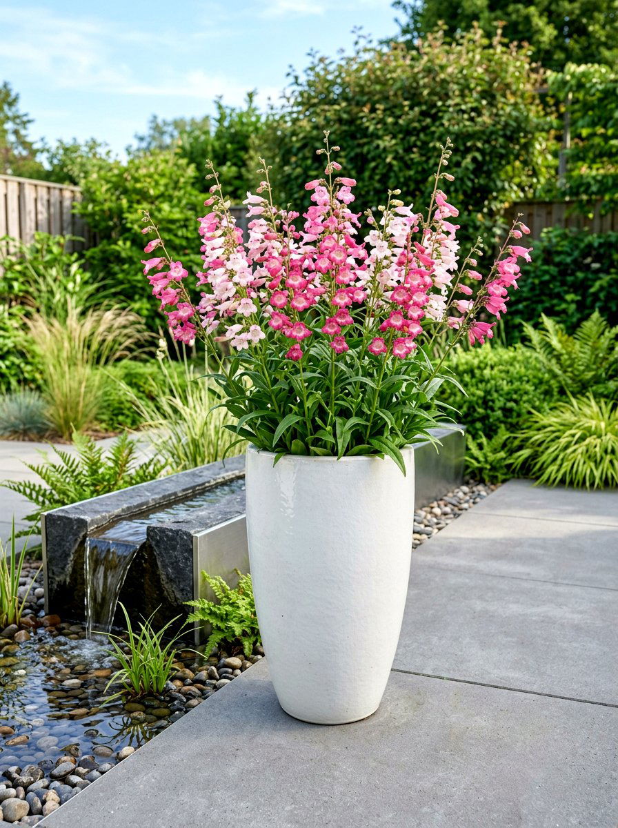 Penstemon Flower Pot - 30 pollinator patio ideas