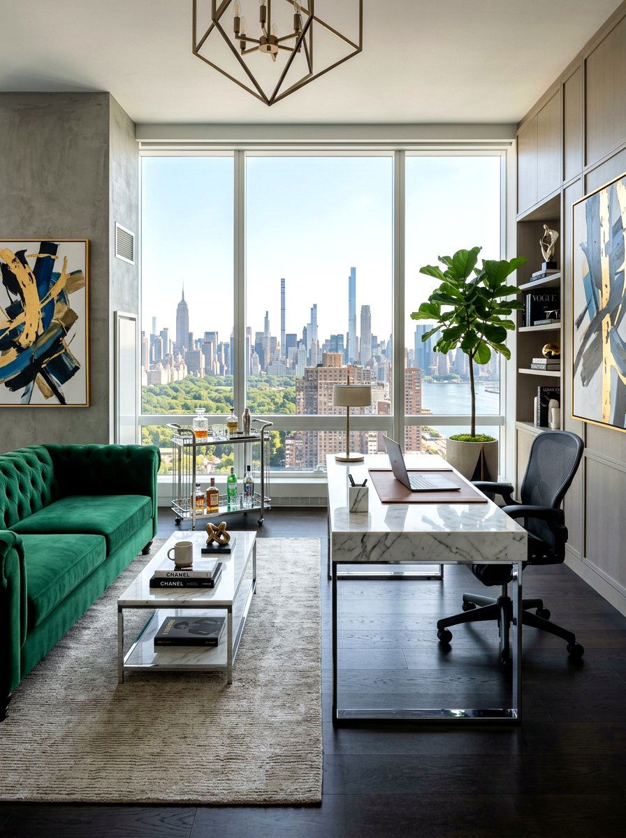 Penthouse Style Office - 30 masculine office ideas
