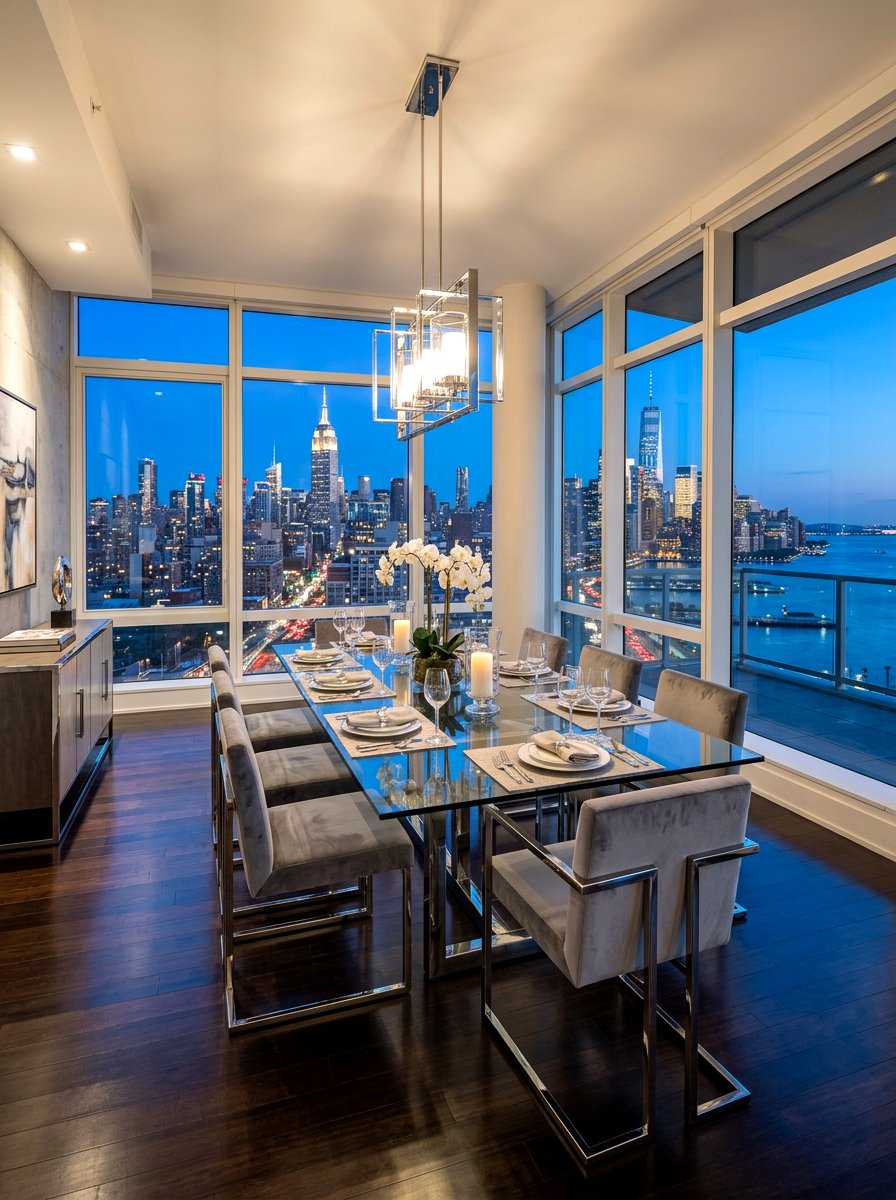 Penthouse View Dining Room - 30 dinner party hosting room ideas