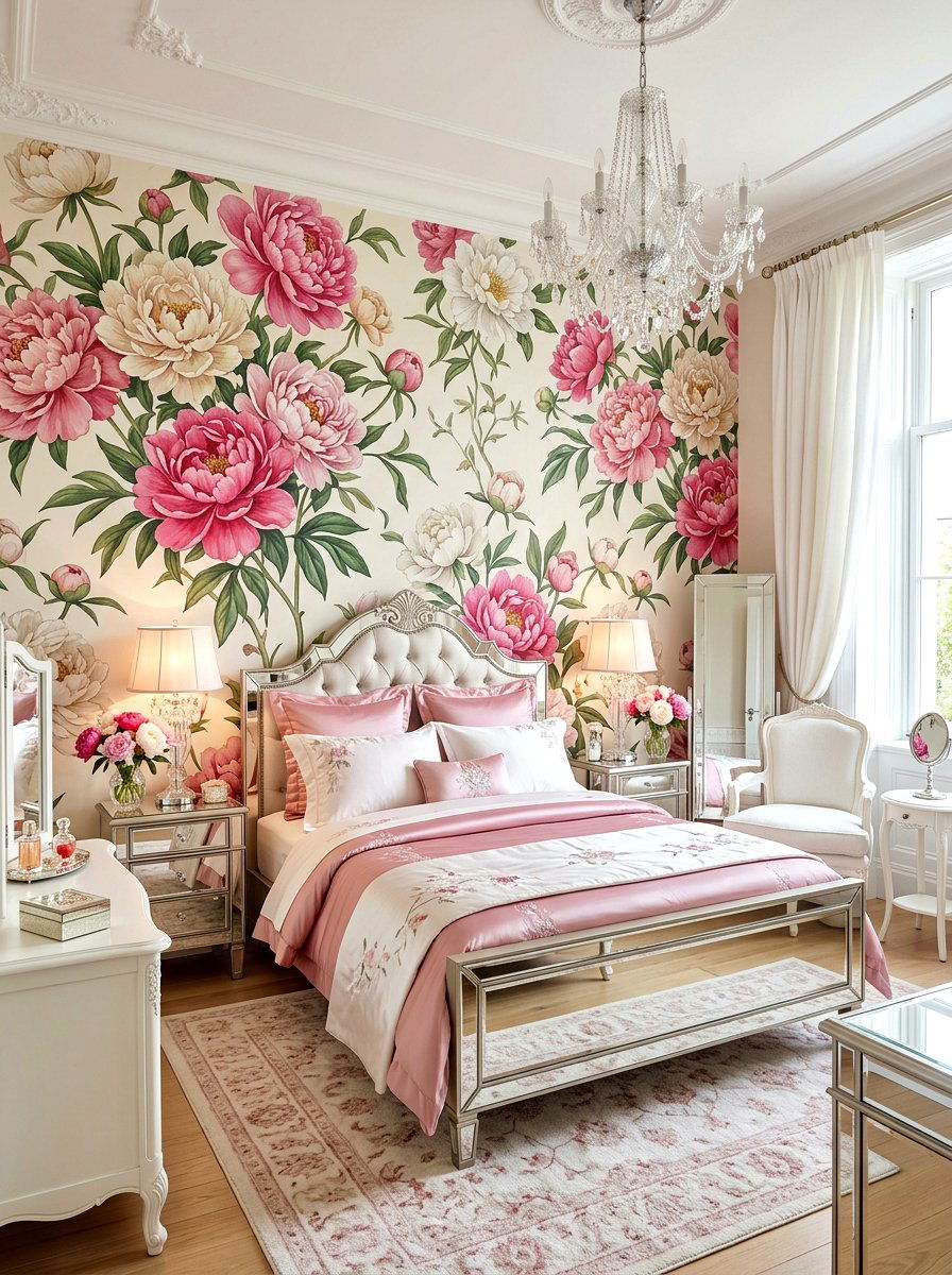 Peonies Floral Wallpaper - 30 mural wallpaper bedroom aesthetic ideas