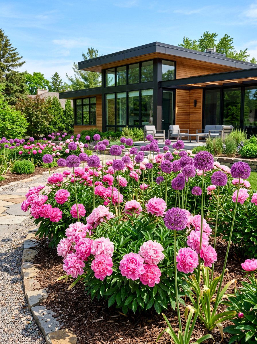 Peony And Allium Bed - 30 peony garden ideas