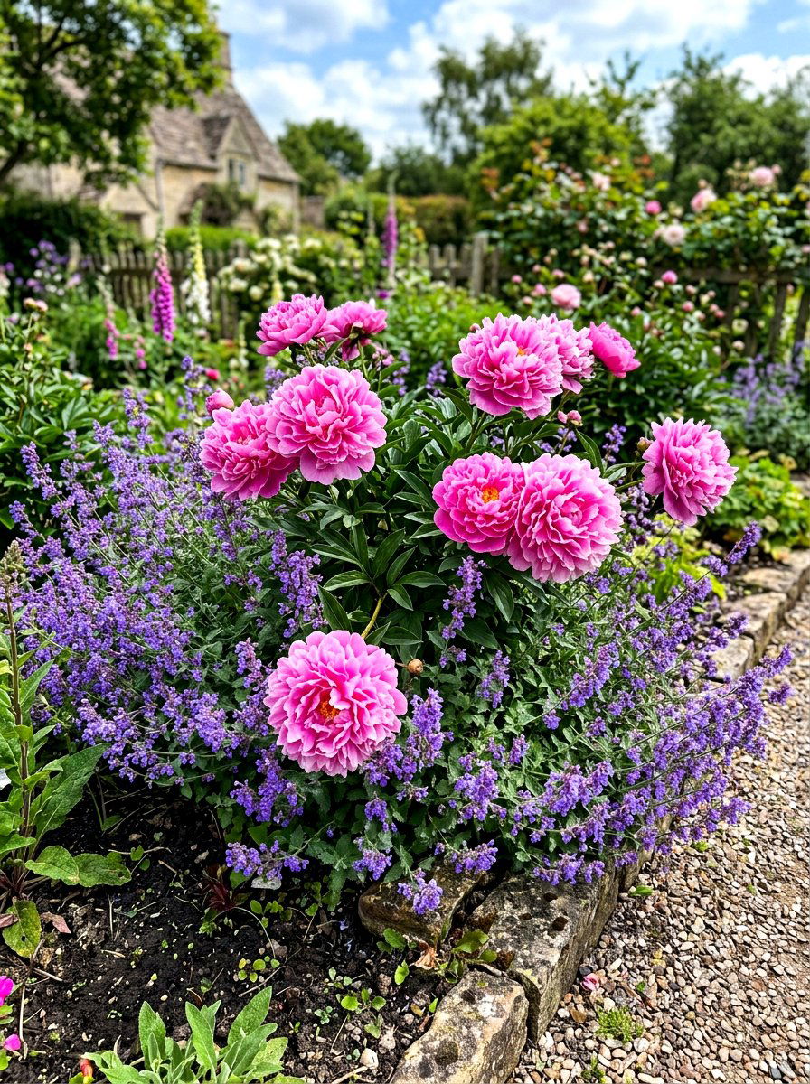 Peony And Catmint Combination - 30 peony garden bed ideas
