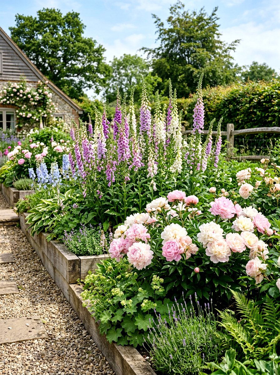 Peony And Foxglove Garden - 30 peony garden bed ideas