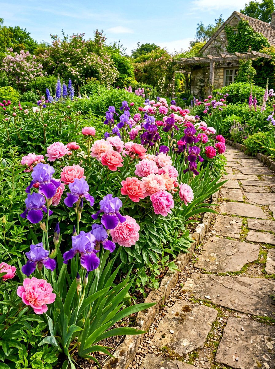 Peony And Iris Border - 30 peony garden ideas