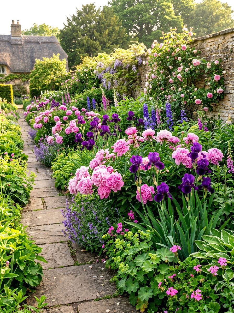Peony And Iris Border - 30 peony border ideas