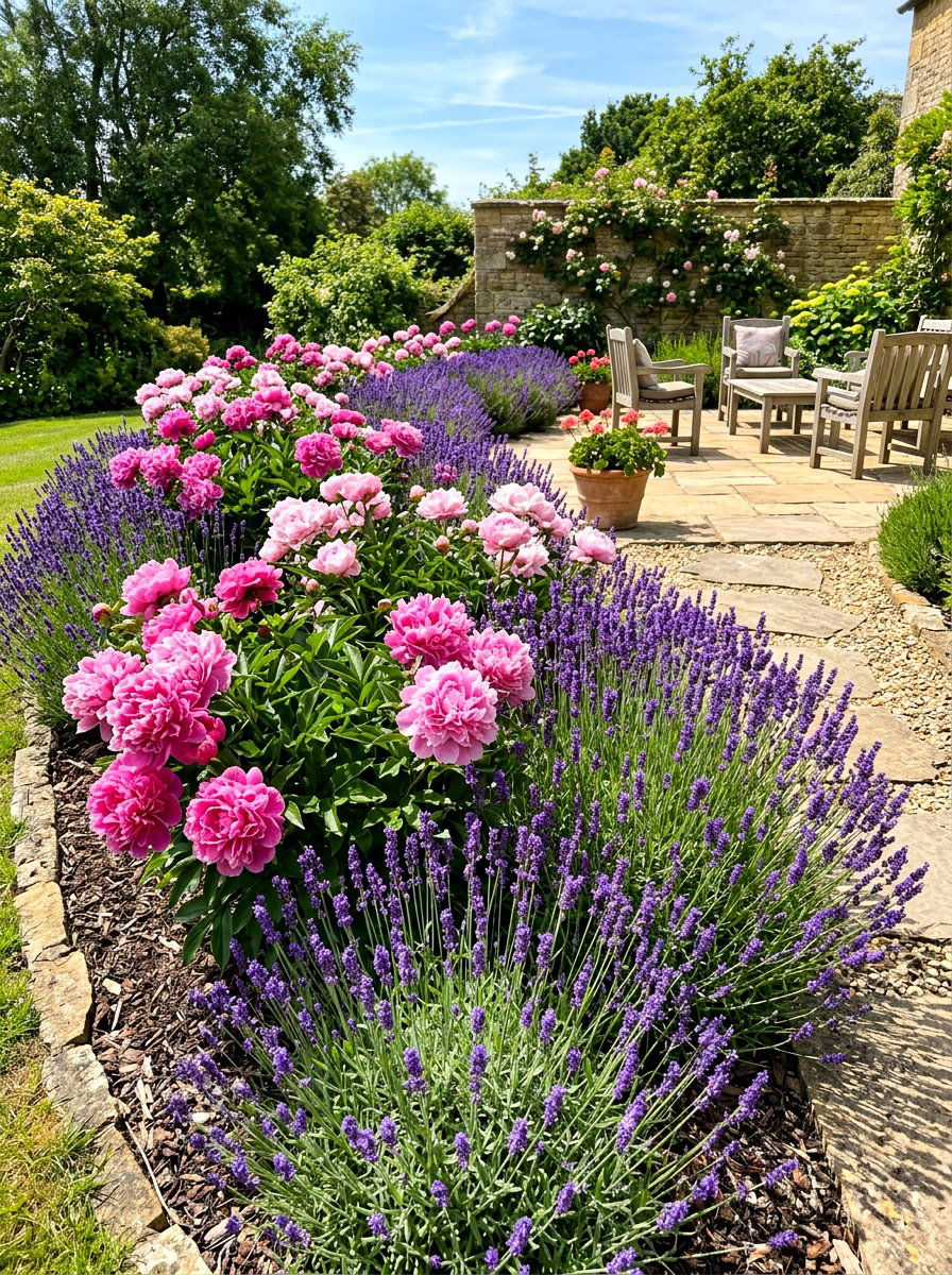 Peony And Lavender Bed - 30 peony garden ideas