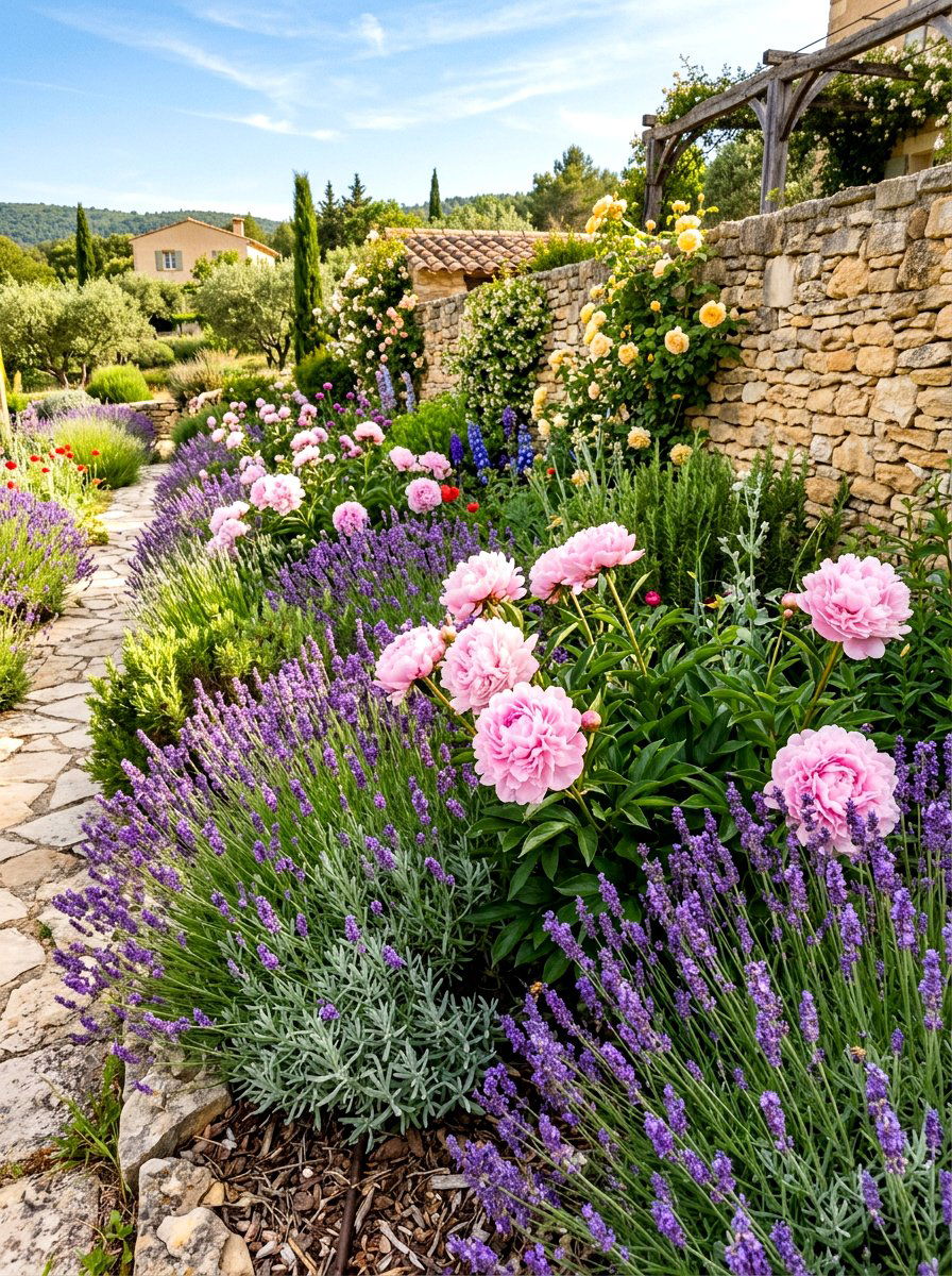 Peony Bed With Lavender - 30 peony garden bed ideas