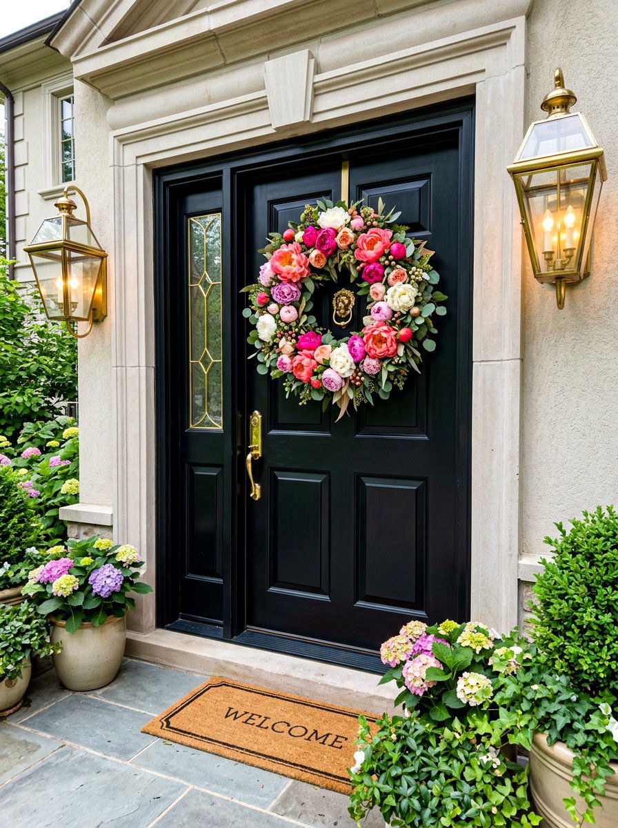 Peony Bloom Wreath - 30 spring wreath ideas