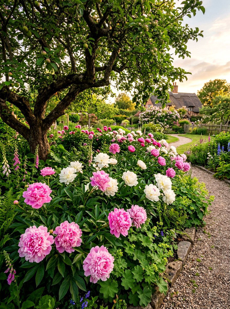Peony Border For Fruit Trees - 30 apple tree border ideas