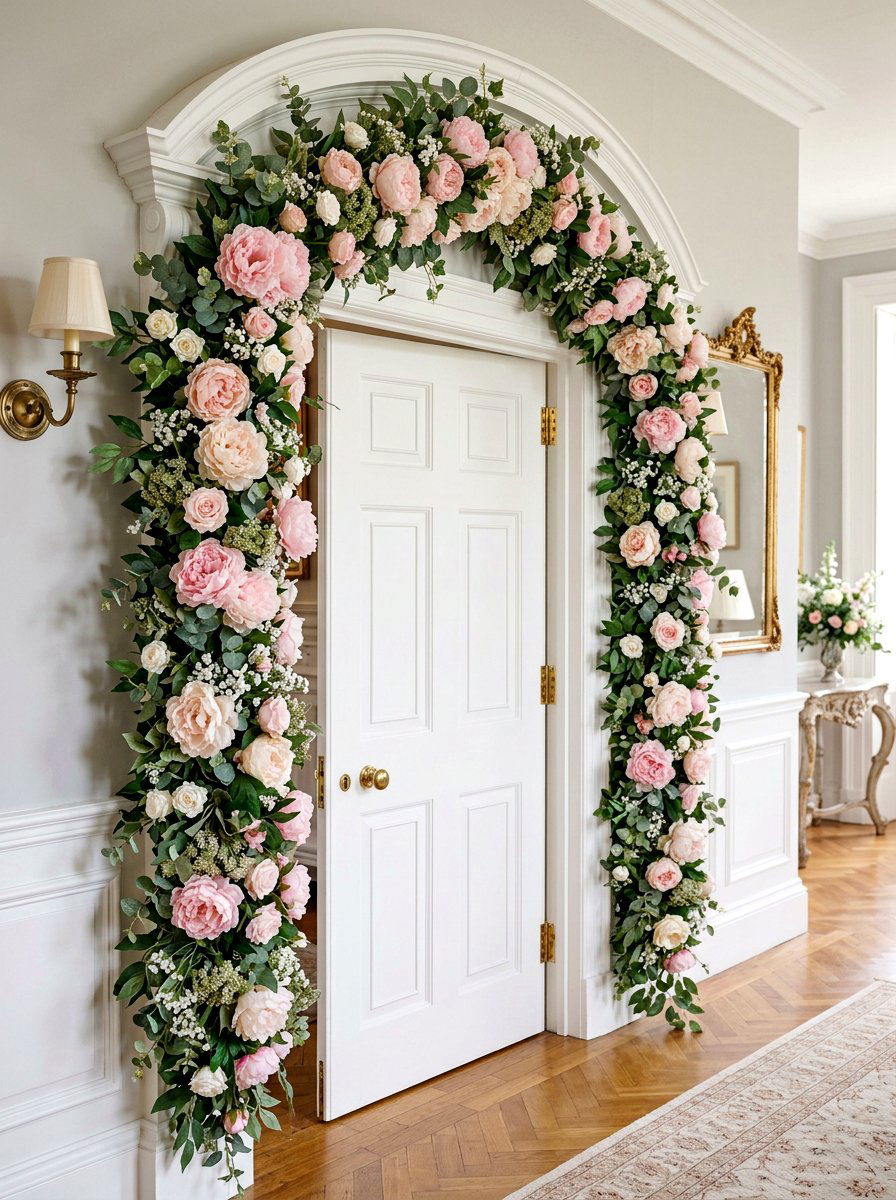 Peony Door Garland - 30 floral doorway ideas