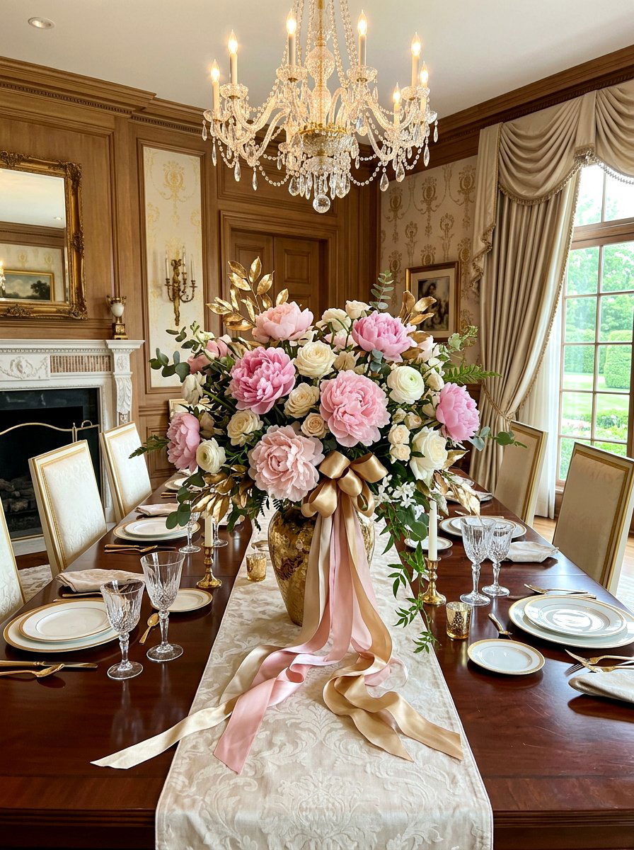 Peony Floral Arrangement - 30 spring brunch table ideas