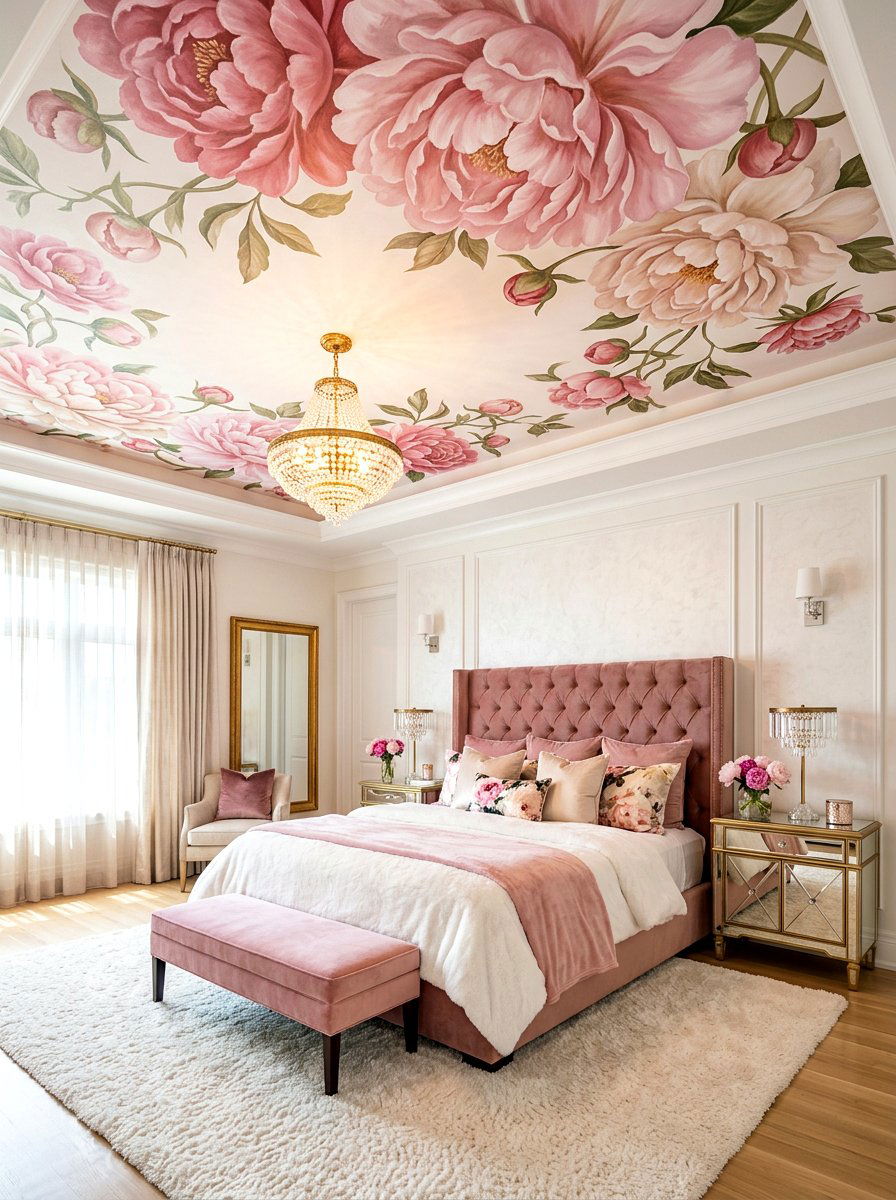 Peony Floral Ceiling - 30 vintage floral ceiling ideas