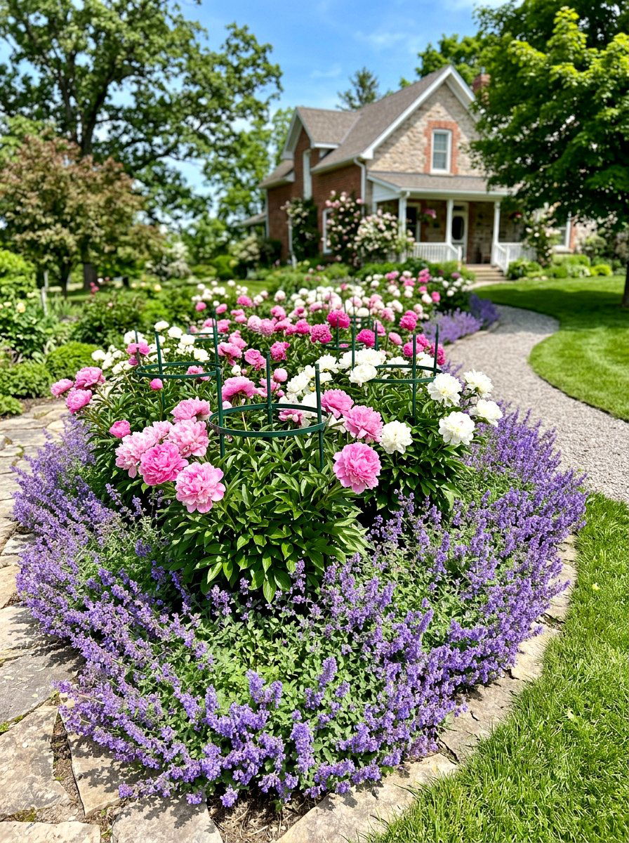 Peony Flower Bed - 30 fragrance garden ideas