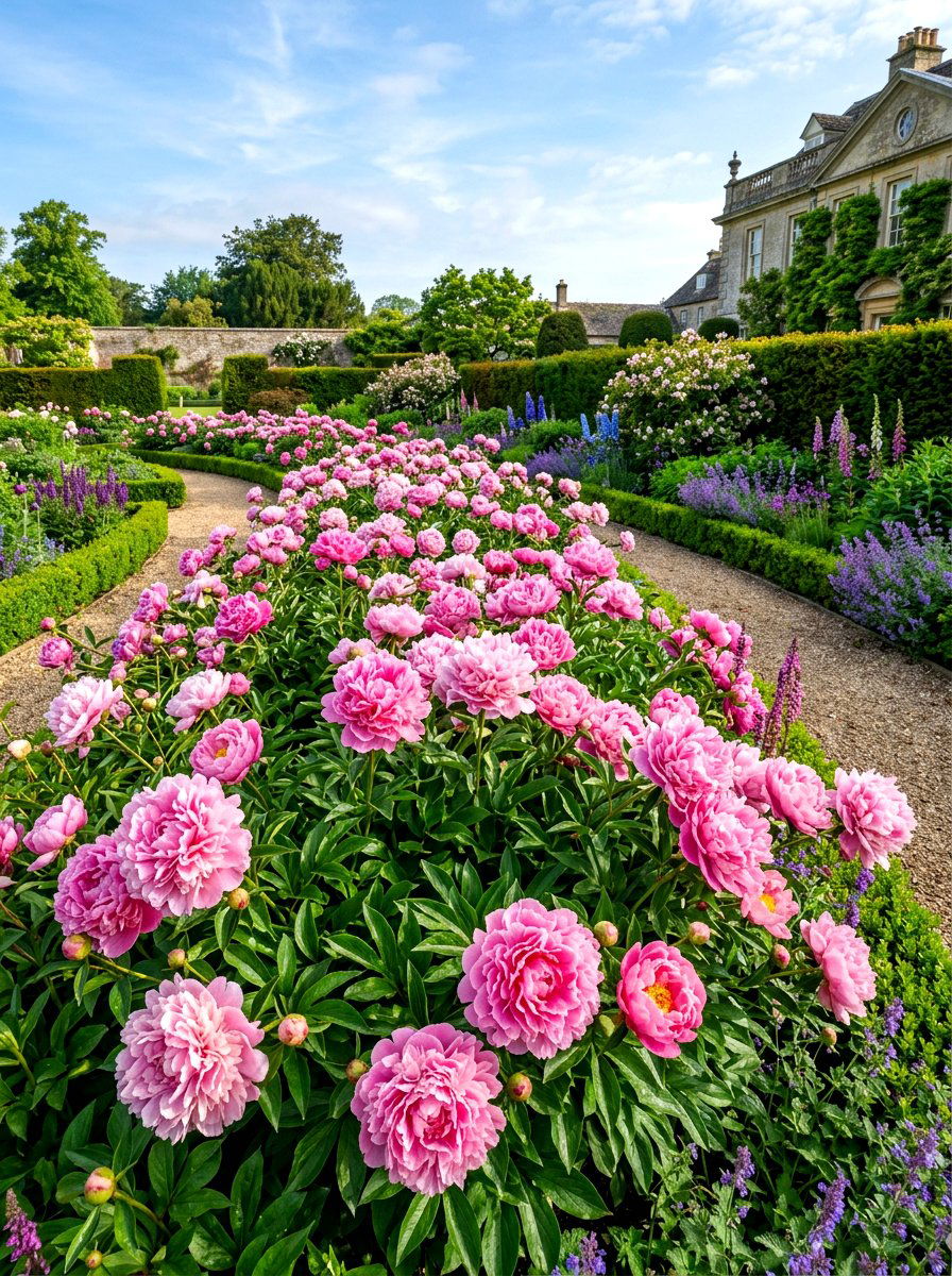 Peony Garden Bed - 30 edible flower garden ideas