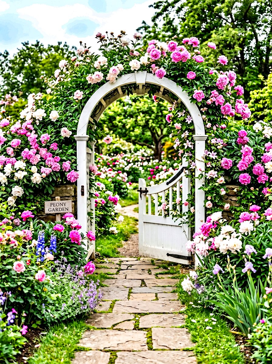 Peony Garden Gate - 30 peony garden ideas